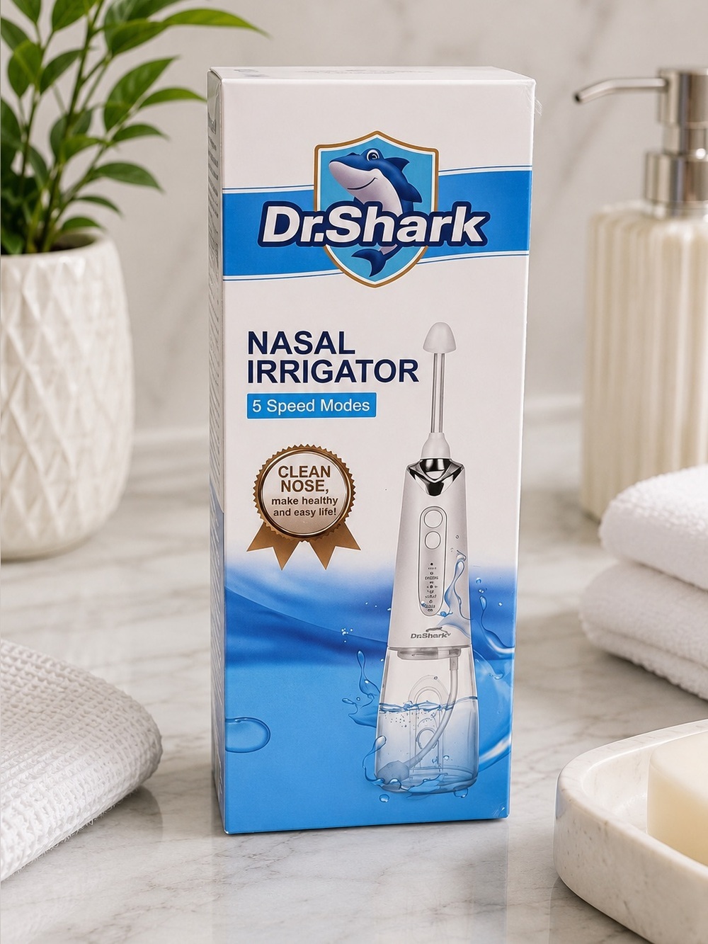 Dr. Shark Nasal Irrigator 5-Speed Electric Nose Cleaner New Sealed